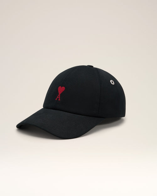 Black Cotton cap with Ami de Coeur - 1 - Ami Paris