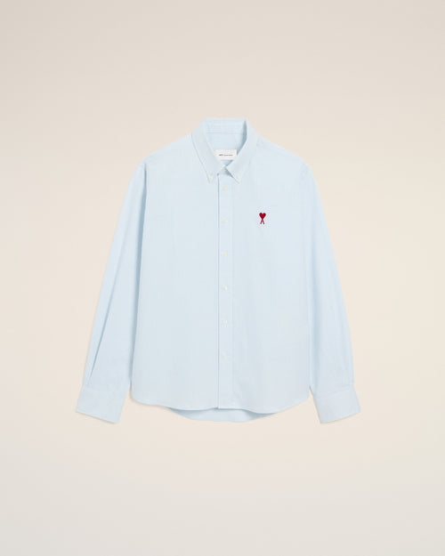                                 Chemise bleue en coton rayé Ami de Coeur - 3                             - Ami Paris