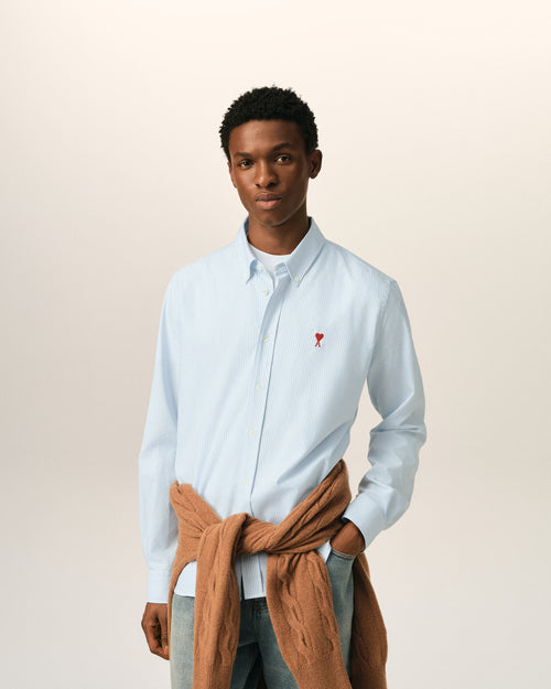 Chemise bleue en coton rayé Ami de Coeur - 2 - Ami Paris