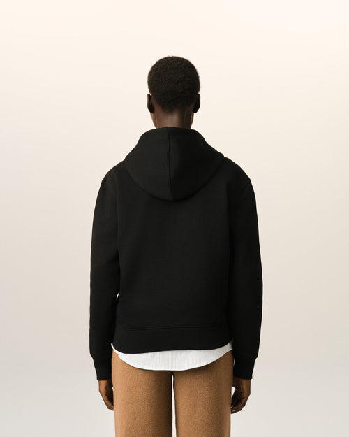 Black zipped cotton hoodie with Ami de Coeur - Woman - 11 - AMI Paris - Ami Paris