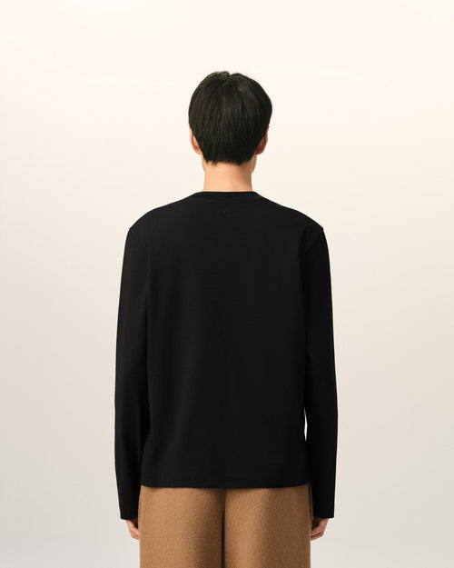 Black Cotton longsleeves t-shirt with Ami De Coeur - Man - 5 - AMI Paris - Ami Paris