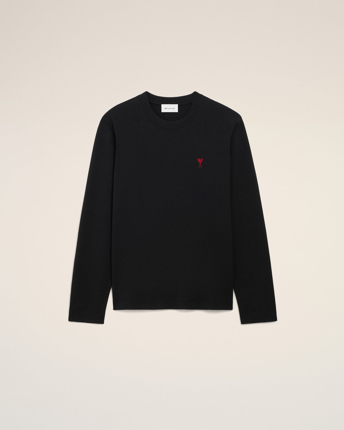 Black Cotton longsleeves t-shirt with Ami De Coeur - 1