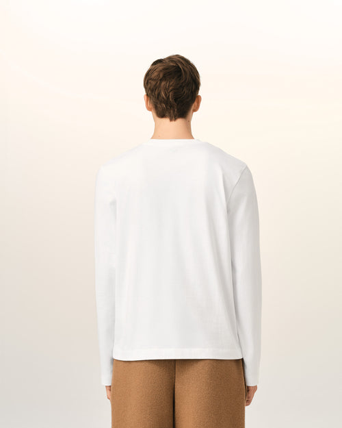 T-shirt a maniche lunghe in cotone bianco Ami de Cœur - Uomo - 5 - AMI Paris - Ami Paris