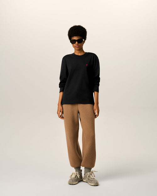 Black Cotton longsleeves t-shirt with Ami De Coeur - Woman - 9 - AMI Paris - Ami Paris