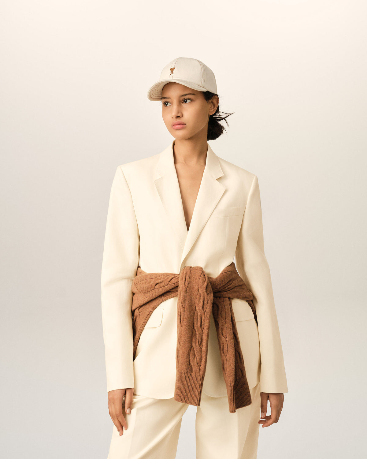 White single breasted boxy cotton and linen blazer - 3