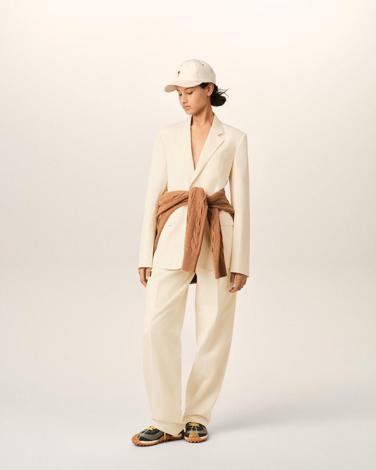 White single breasted boxy cotton and linen blazer - 2