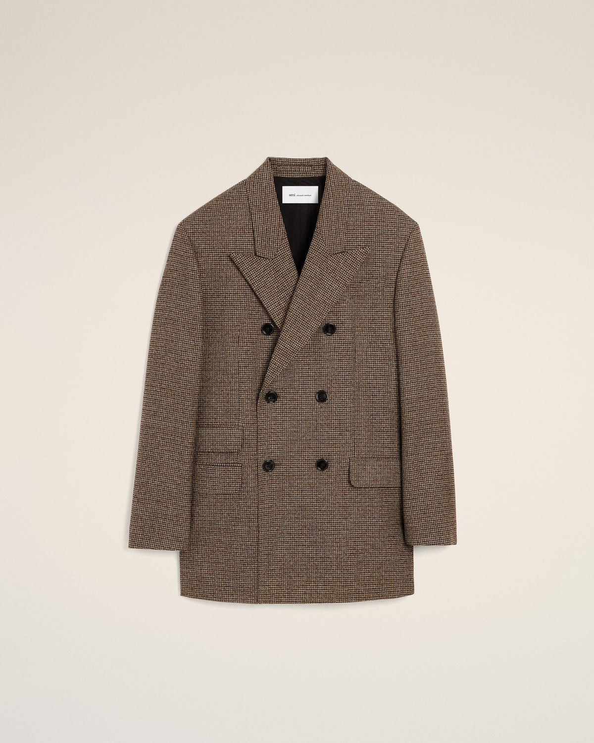 Doppelreihiger Blazer aus braunem Hahnentritt-Muster aus Wolle - 1