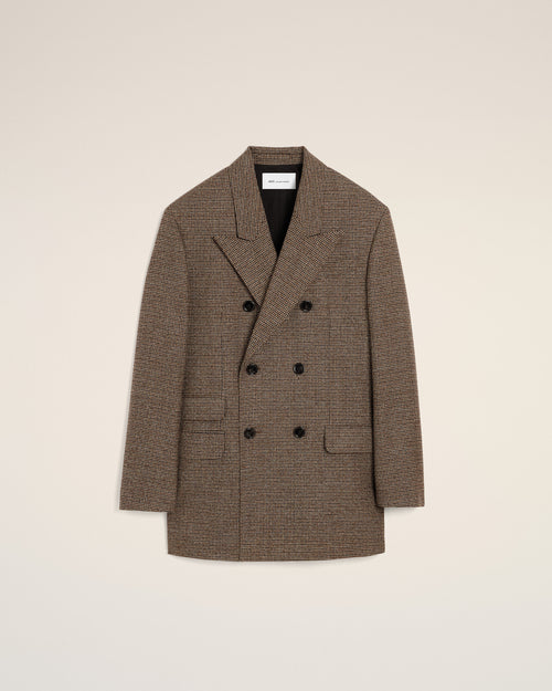 Doppelreihiger Blazer aus braunem Hahnentritt-Muster aus Wolle - Damen - 1 - AMI Paris - Ami Paris