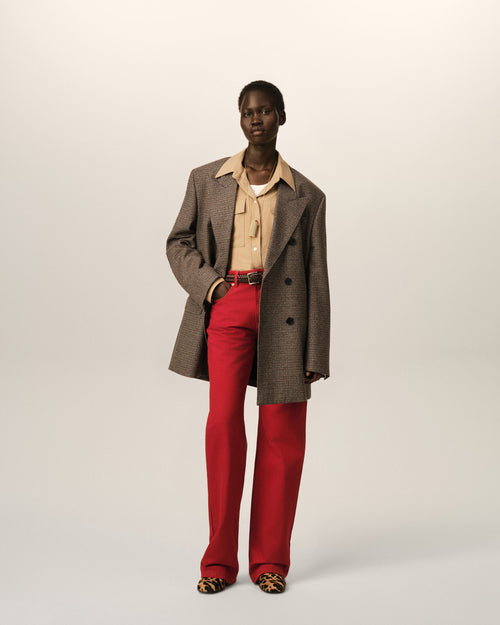 Doppelreihiger Blazer aus braunem Hahnentritt-Muster aus Wolle - Damen - 2 - AMI Paris - Ami Paris