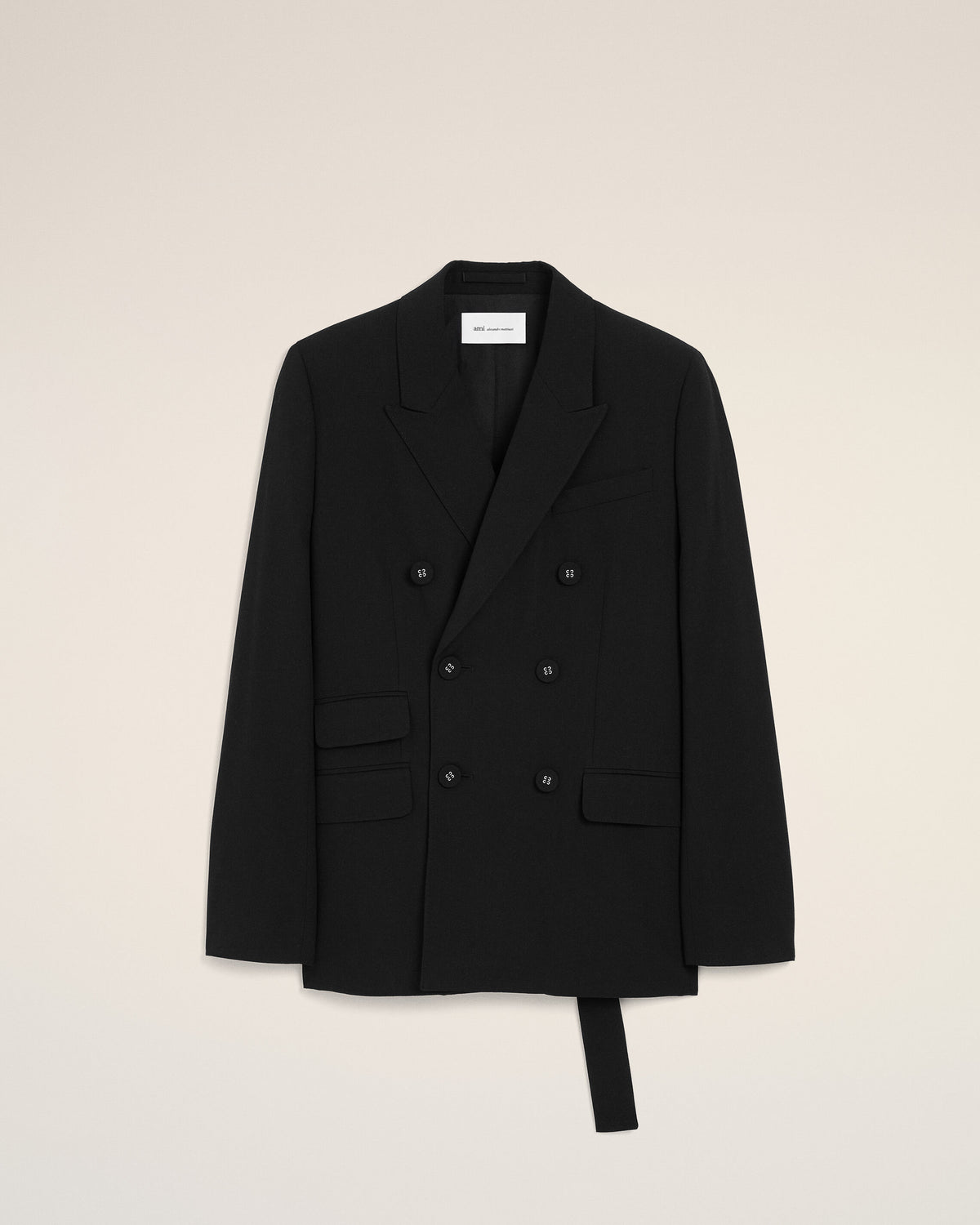 Veste noire double boutonnage en laine - 1