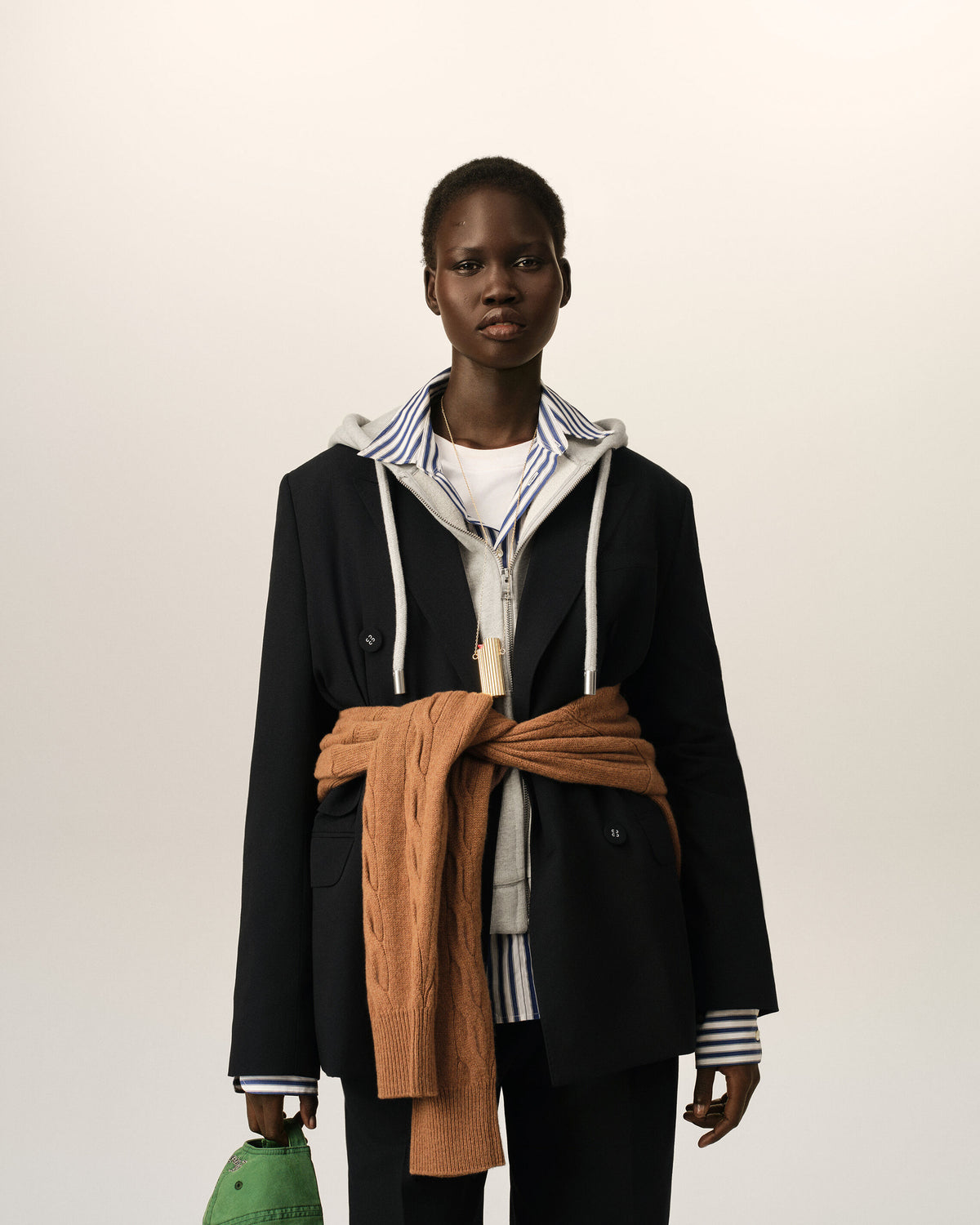 Veste noire double boutonnage en laine - 3