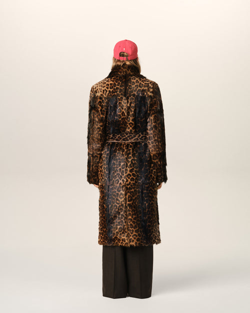 Long leopard goat leather belted coat - Woman - 5 - AMI Paris - Ami Paris