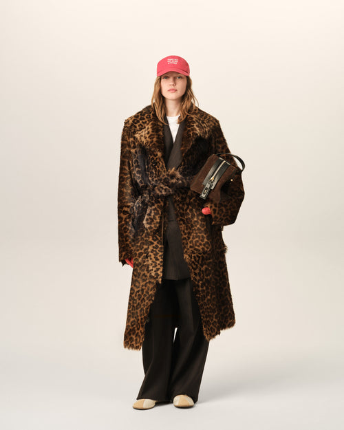 Long leopard goat leather belted coat - Woman - 2 - AMI Paris - Ami Paris