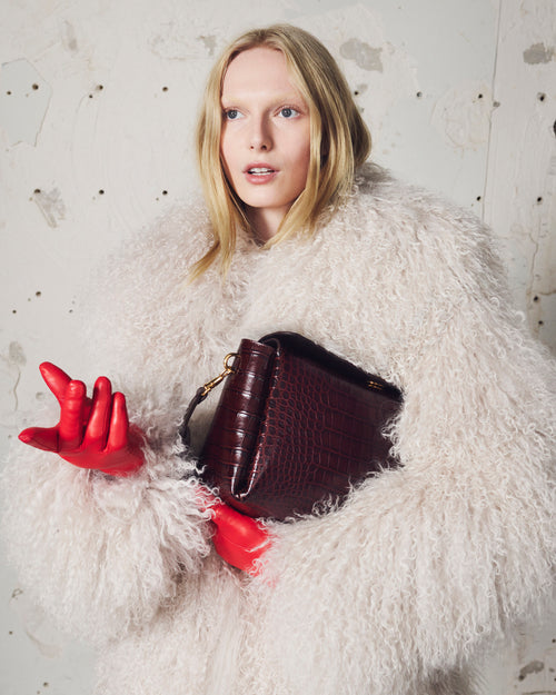 Manteau long blanc en shearling d'agneau - Femme - 7 - AMI Paris - Ami Paris