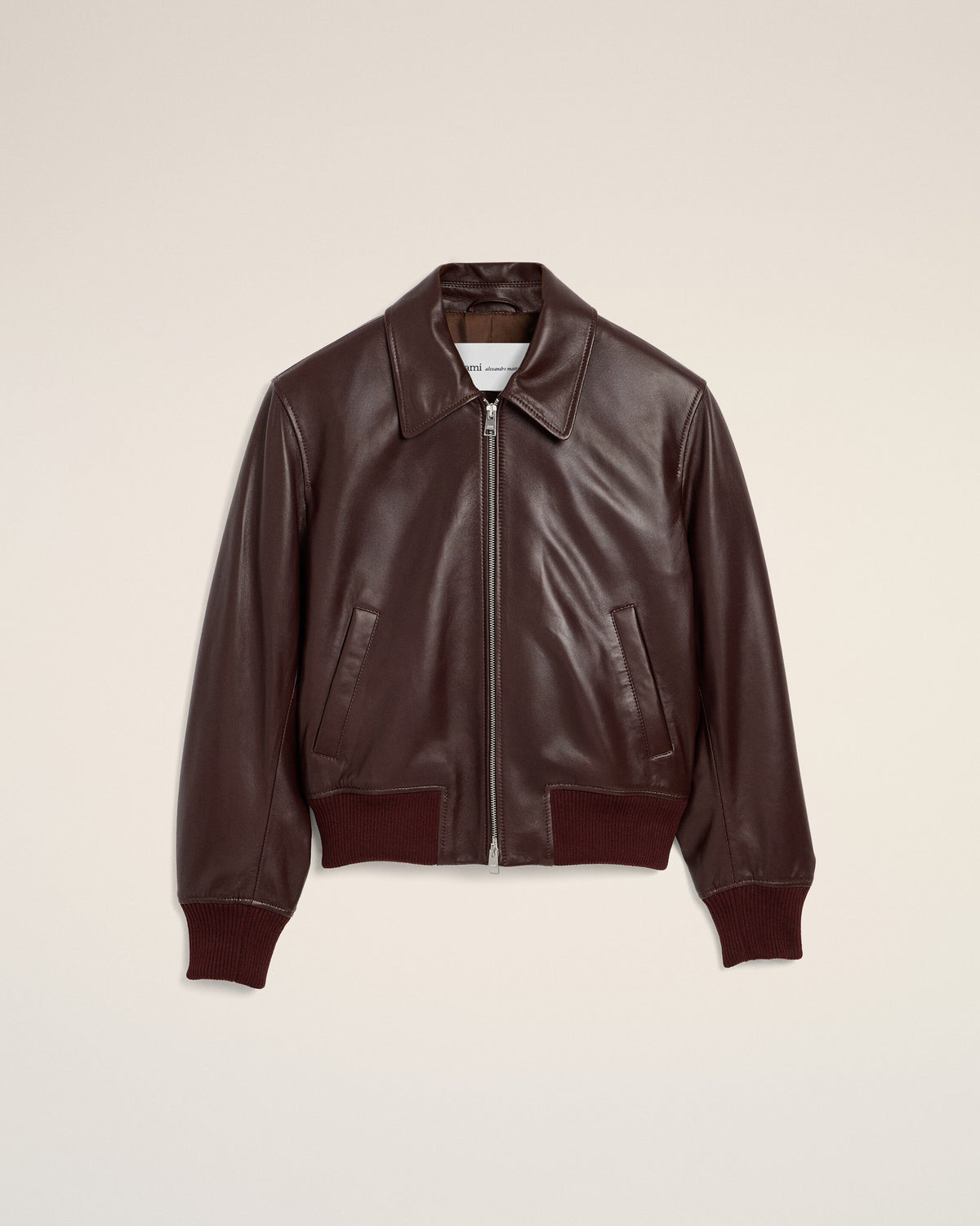 Blouson bordeaux en cuir d