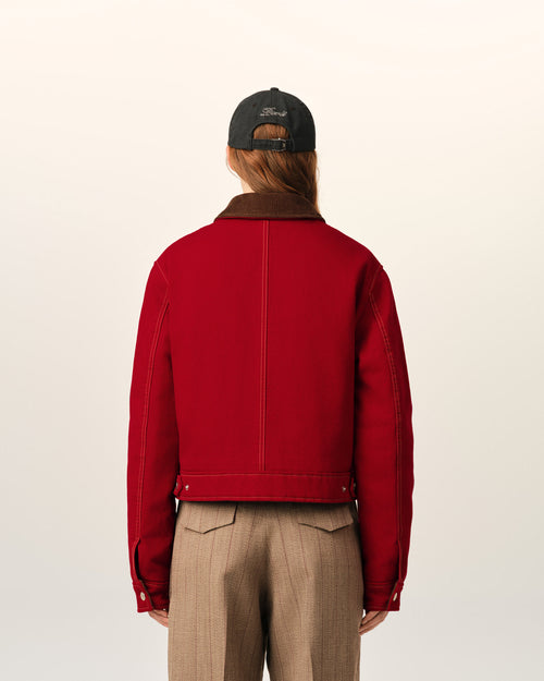 Red cotton zipped jacket with Ami de Coeur - Woman - 5 - AMI Paris - Ami Paris