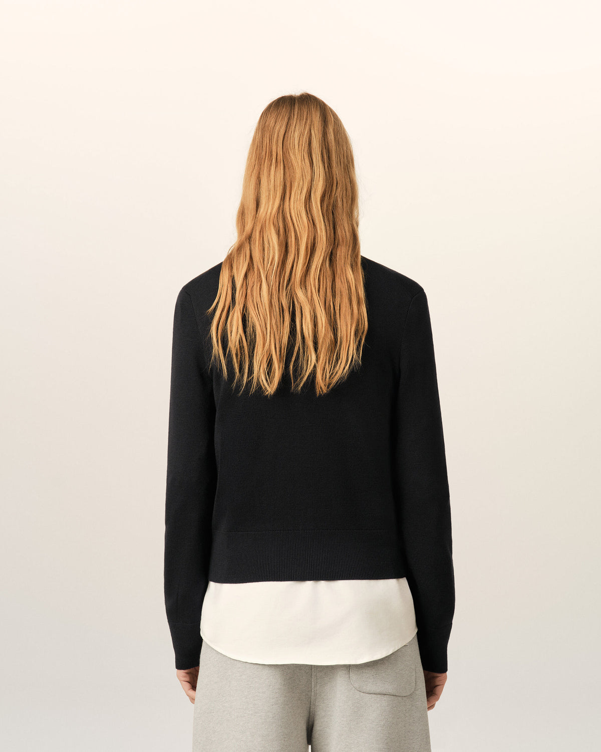 Black crewneck wool cardigan with Ami de Coeur - 5