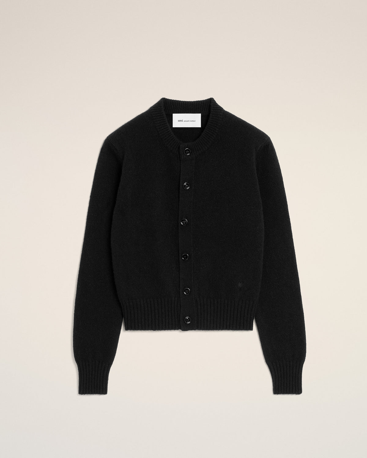 Cárdigan Ami de Cœur de cachemir negro con cuello redondo - 1