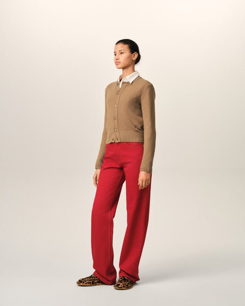 Ami de Coeur Cardigan aus beigem Kaschmir mit Rundhalsausschnitt - Damen - 6 - AMI Paris - Ami Paris