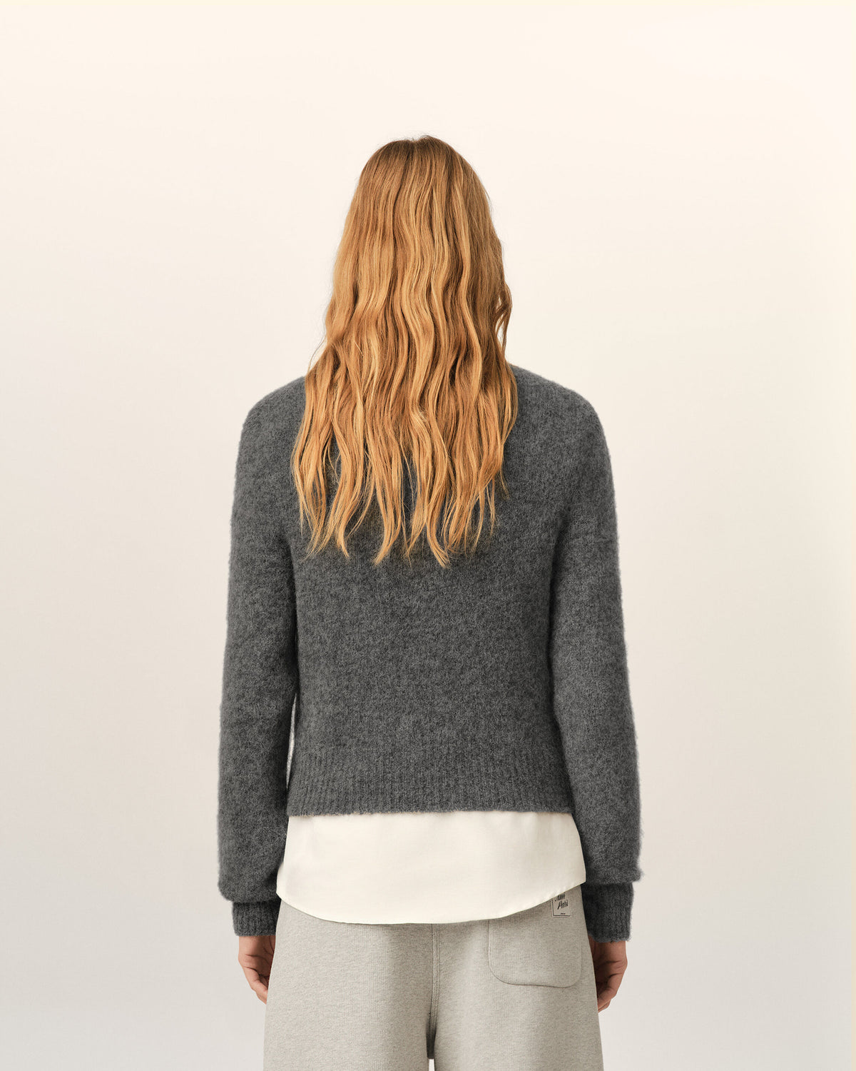 Grey wool and alpaca cardigan with Ami embroidery - 5