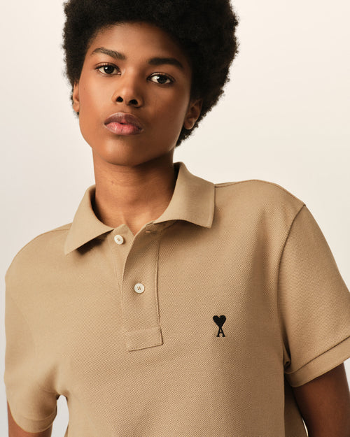 Polo Ami de Cœur in cotone beige - Donna - 4 - AMI Paris - Ami Paris