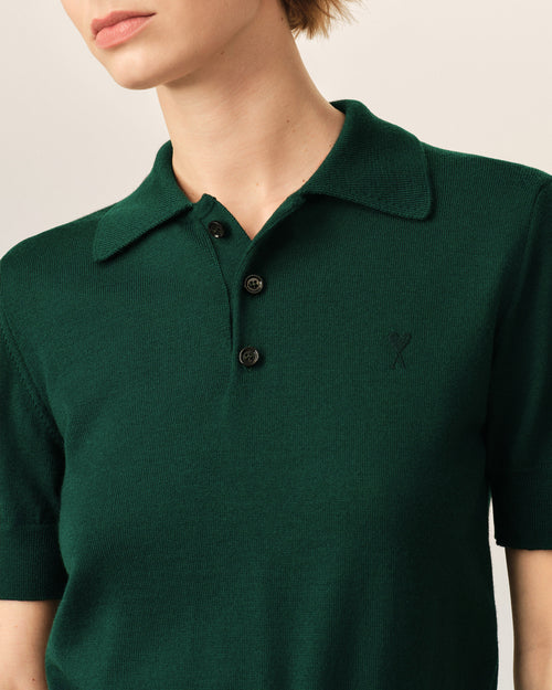 Polo vert en laine Ami de Coeur - Femme - 4 - AMI Paris - Ami Paris