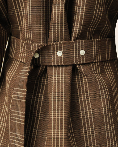 Brown fitted checkered wool shirt - Woman - 4 - AMI Paris - Ami Paris