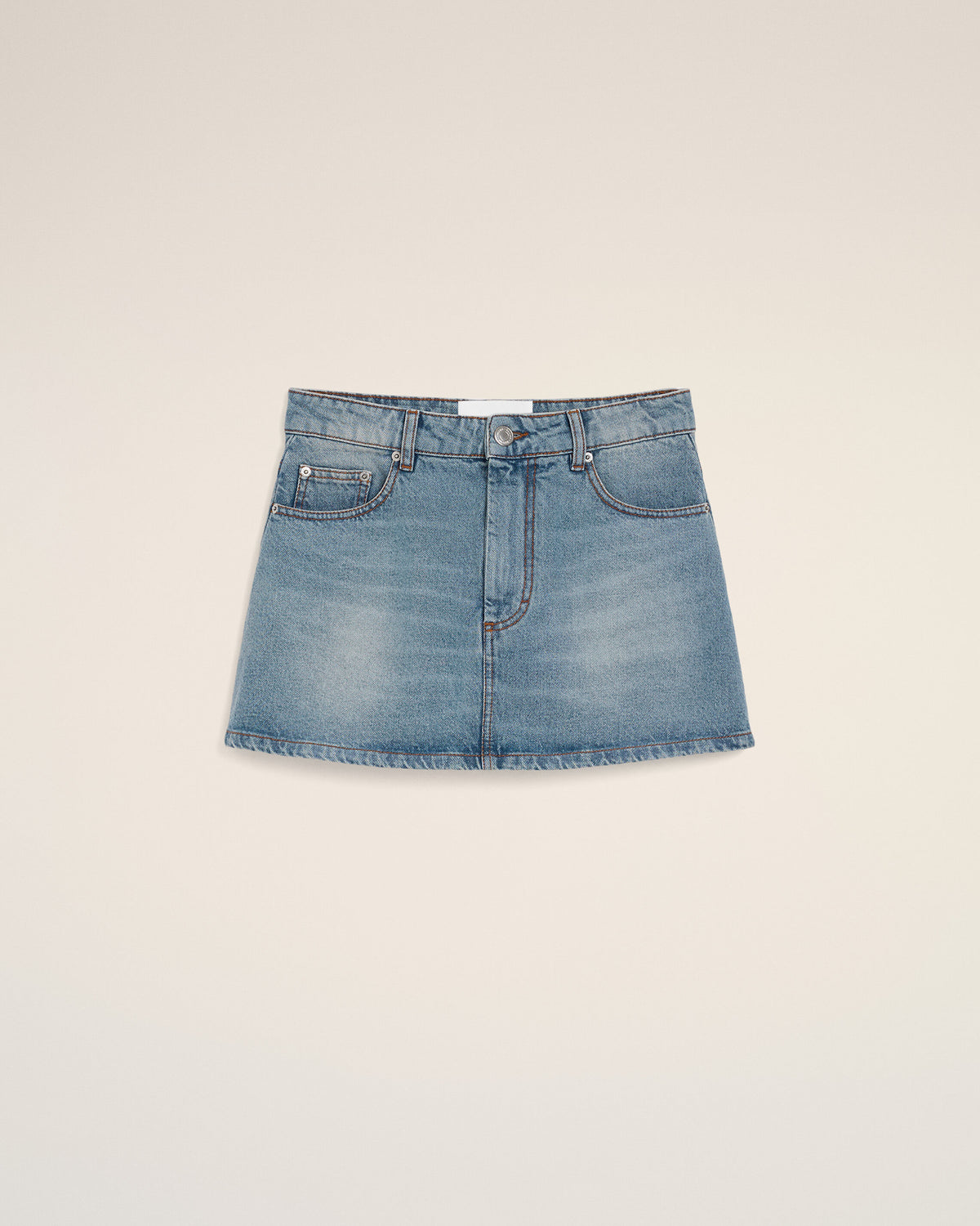 Mini jupe bleue en coton - 1