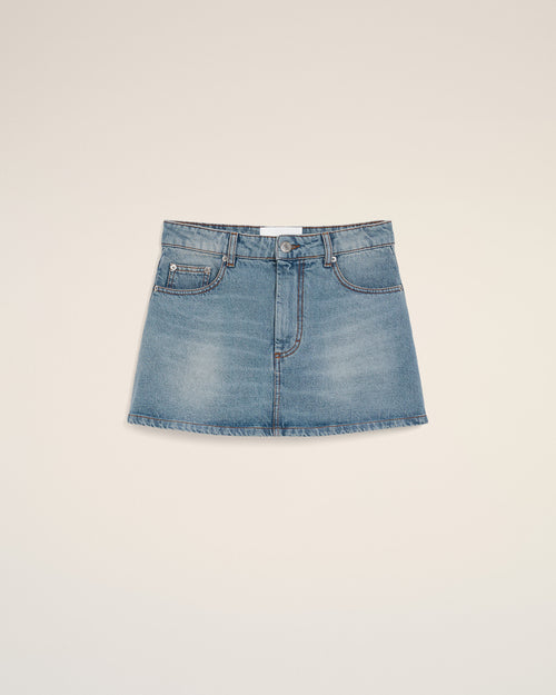 Mini jupe bleue en coton - Femme - 1 - AMI Paris - Ami Paris
