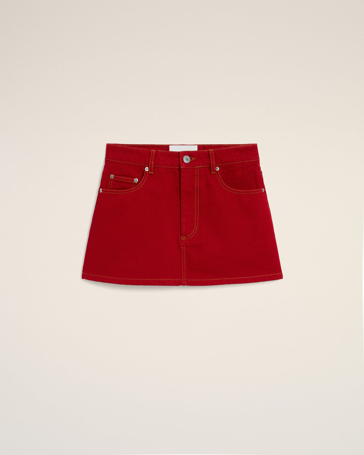 Mini jupe rouge en coton - 1