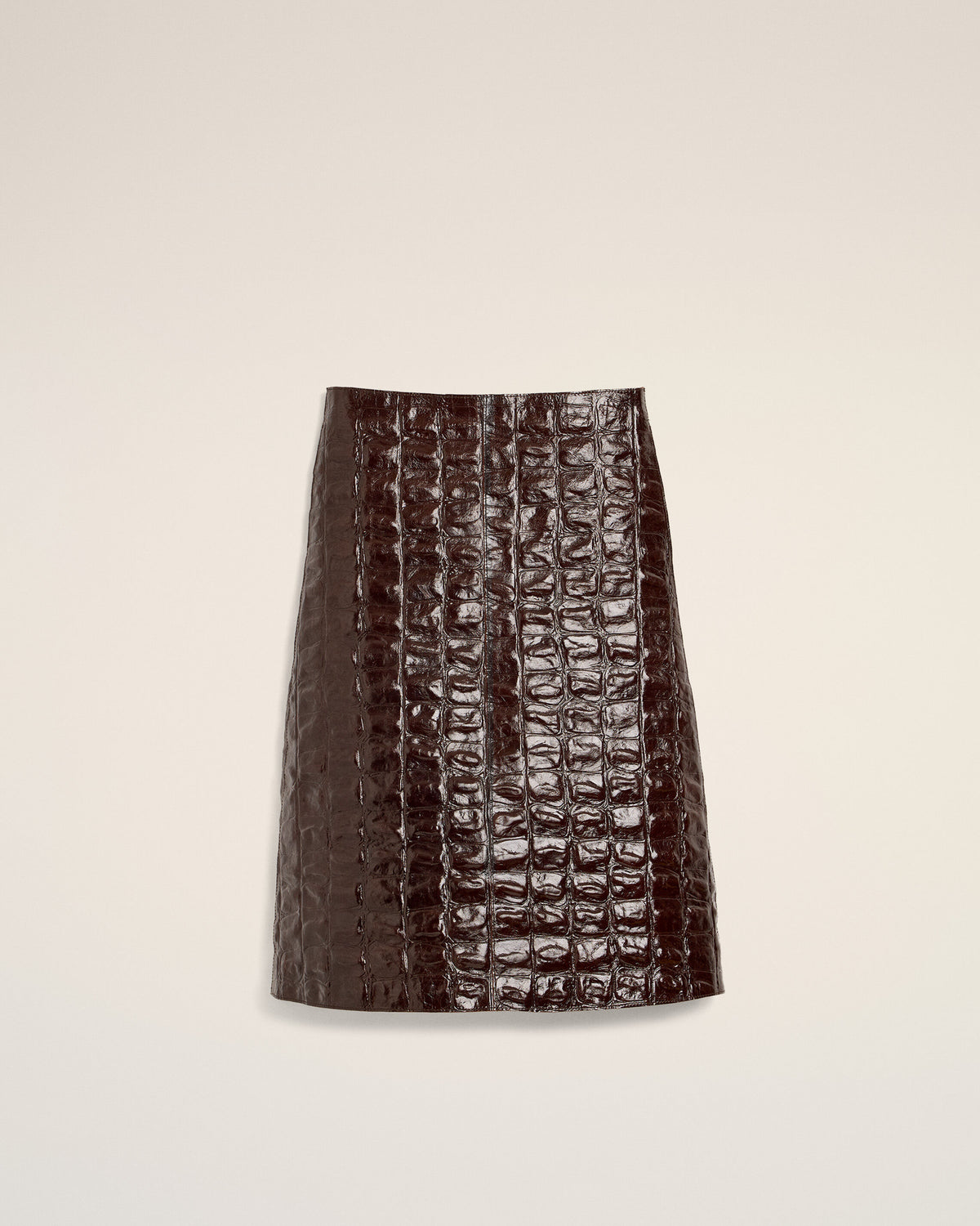 Burgundy midi cowhide leather skirt - 1