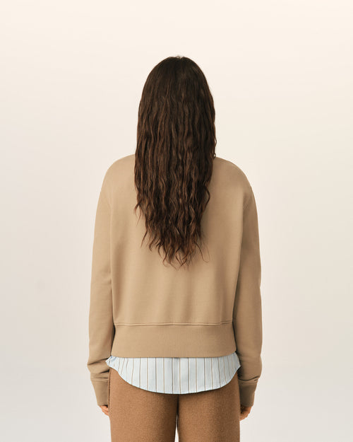 Sweatshirt beige en coton Ami de Coeur - Femme - 5 - AMI Paris - Ami Paris