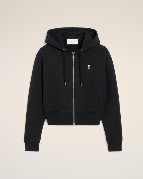 Sudadera con cremallera Ami de Cœur de algodón negra - 1 - Ami Paris