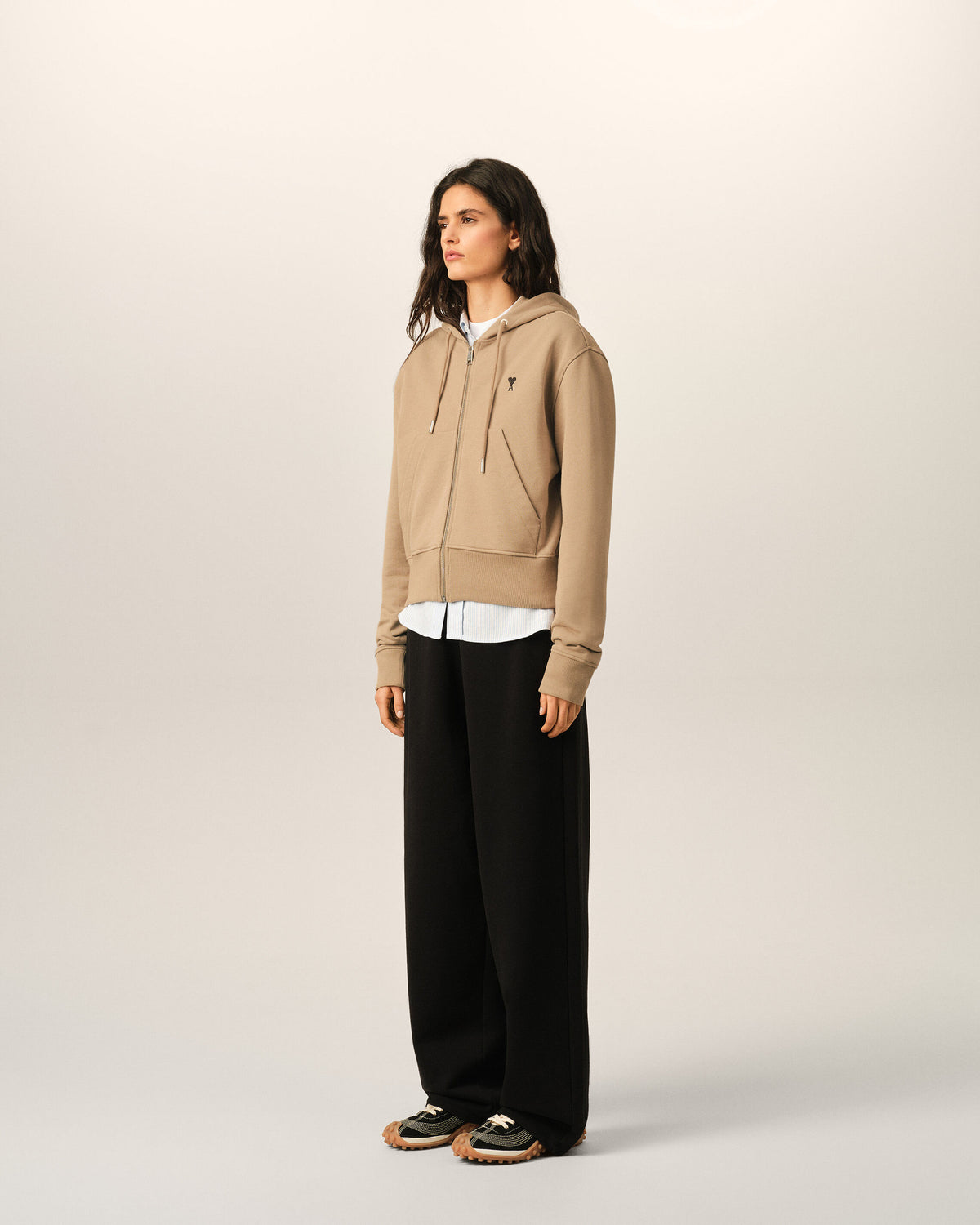 Hoodie beige zippé en coton Ami de Coeur - 6