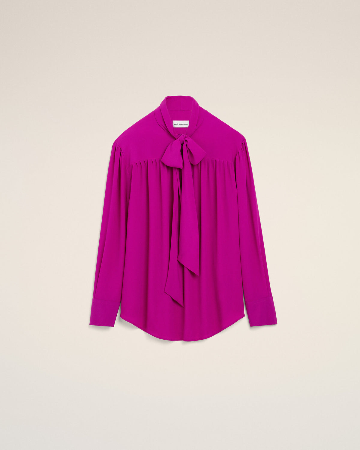 Purple lavalliere silk-blend blouse - 1