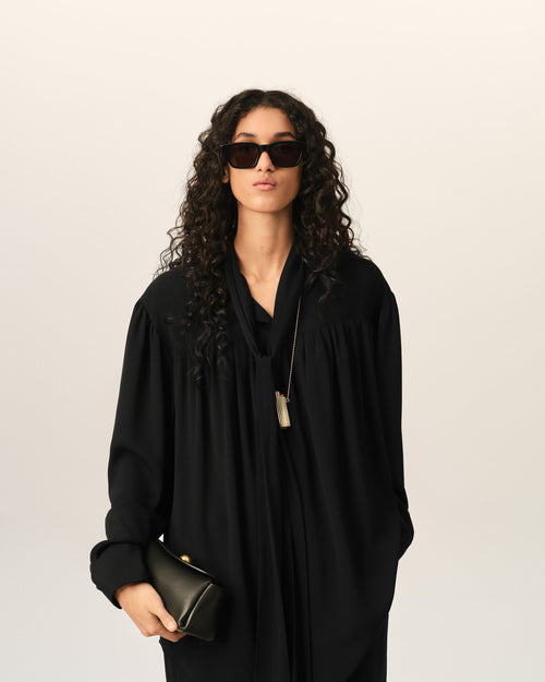 Blouse noire lavallière en soie mélangée - Femme - 2 - AMI Paris - Ami Paris