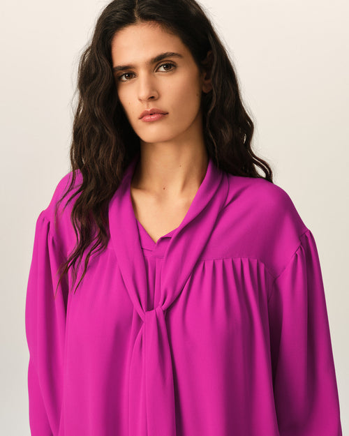 Purple lavalliere silk-blend blouse - Woman - 4 - AMI Paris - Ami Paris