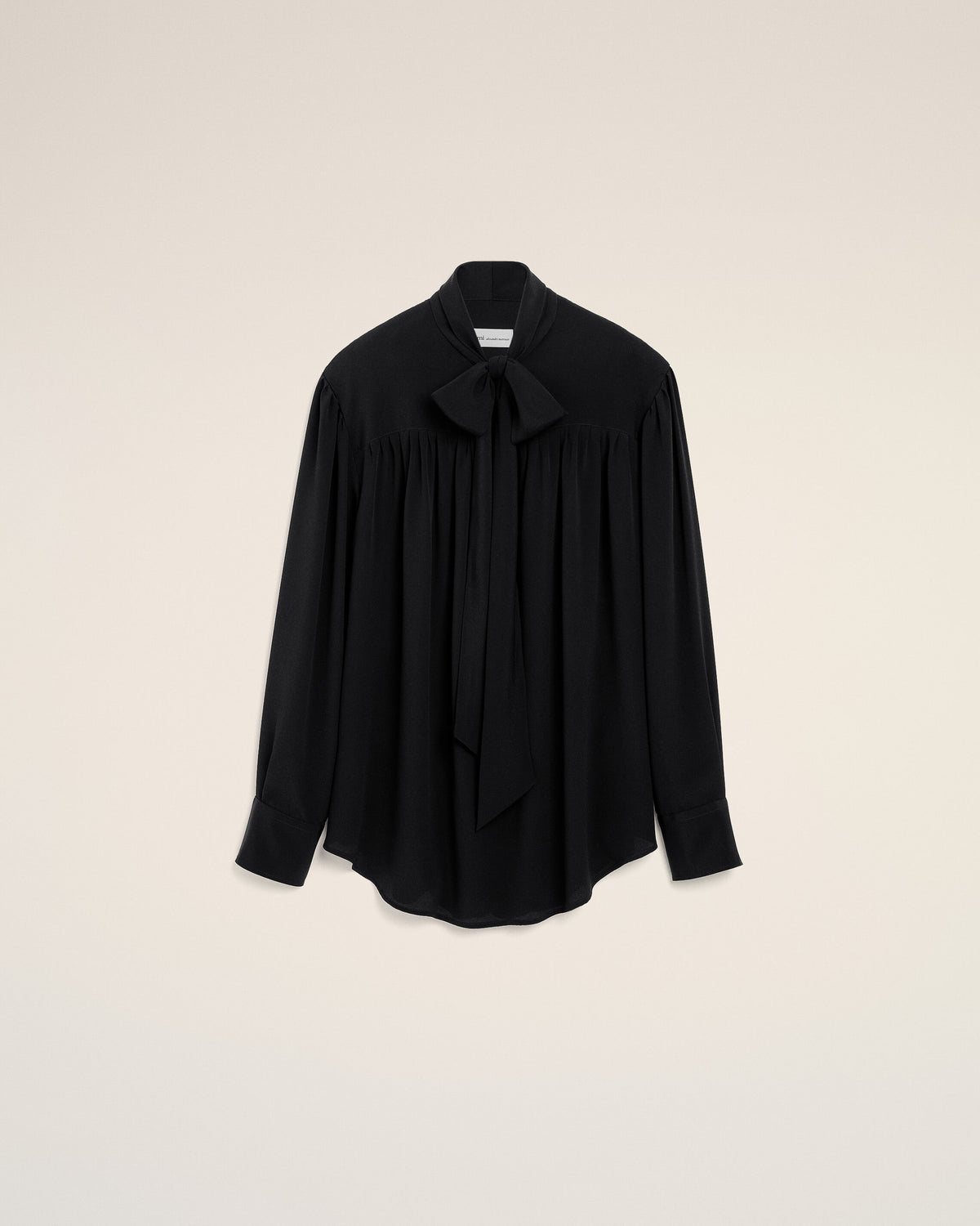 Blouse noire lavallière en soie mélangée - 1