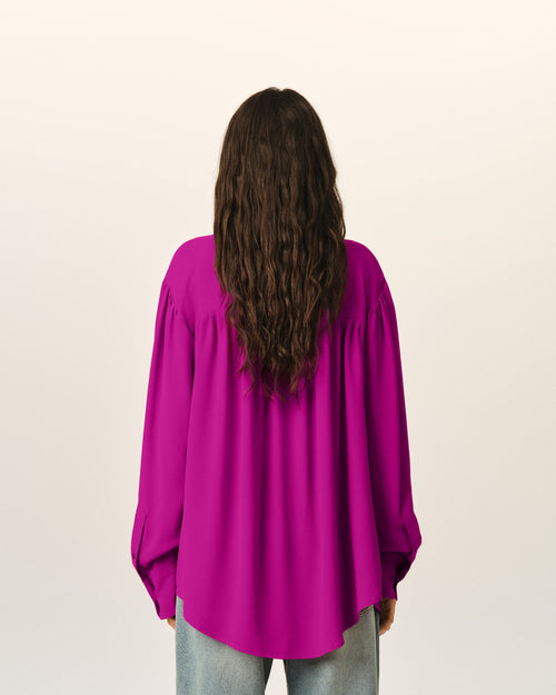 Purple lavalliere silk-blend blouse - Woman - 5 - AMI Paris - Ami Paris