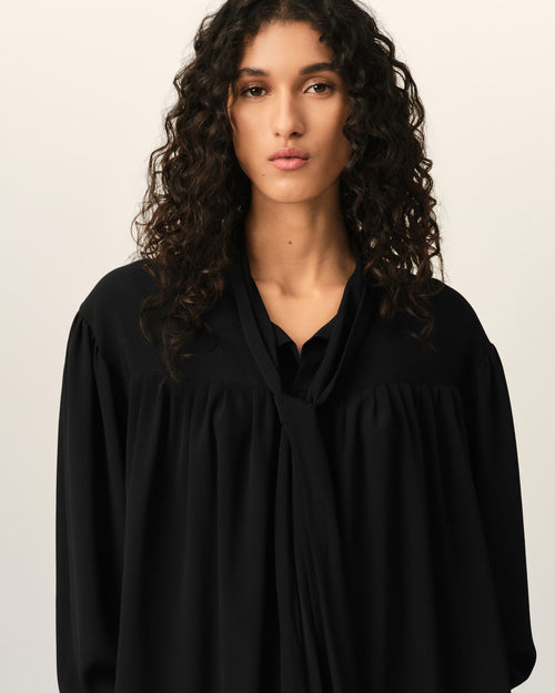 Blouse noire lavallière en soie mélangée - Femme - 4 - AMI Paris - Ami Paris