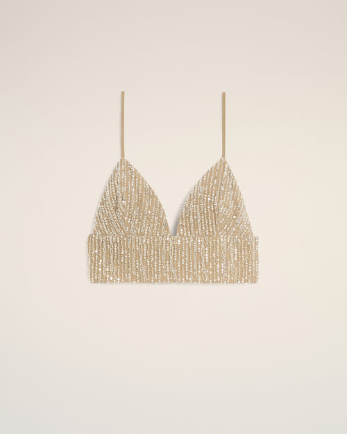 Top court beige brodé en sequins - Femme - 1 - AMI Paris - Ami Paris