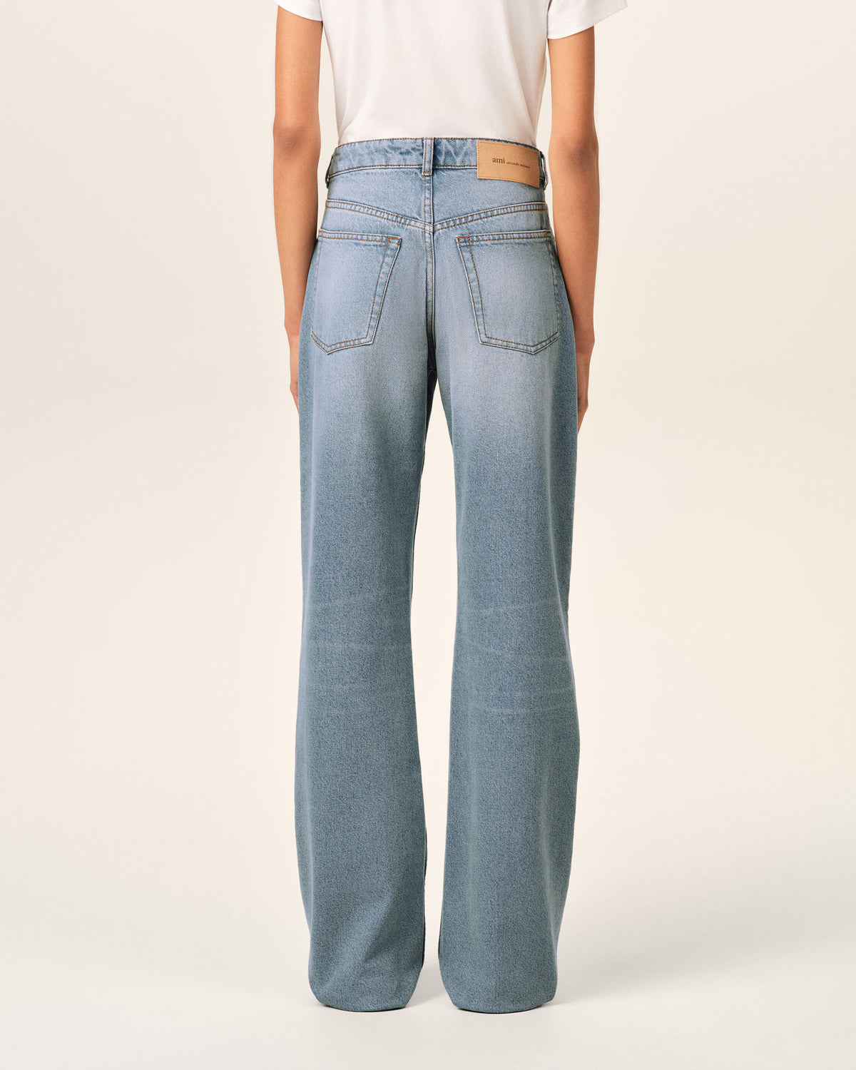 Jean bleu coupe large en coton - 4