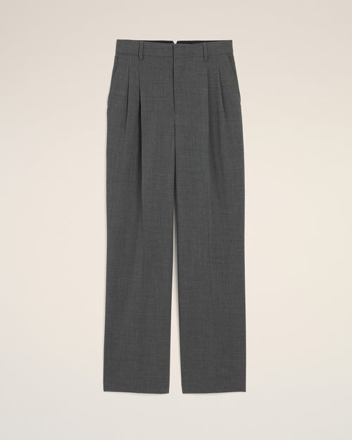Pantalon gris coupe wide taille haute en laine - 1 - Ami Paris
