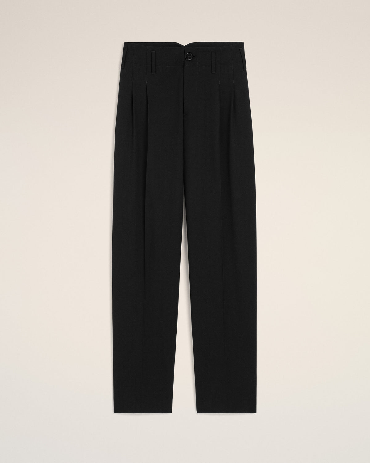 Pantalon noir deux plis en laine - 1
