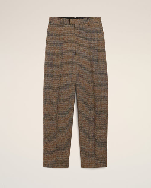 Pantaloni balloon taglio pied de poule in lana marrone - 1 - Ami Paris