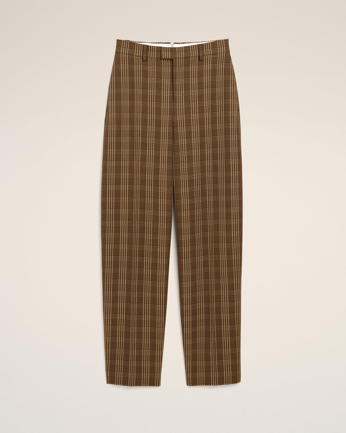 Brown balloon-fit checkered wool trousers - 1