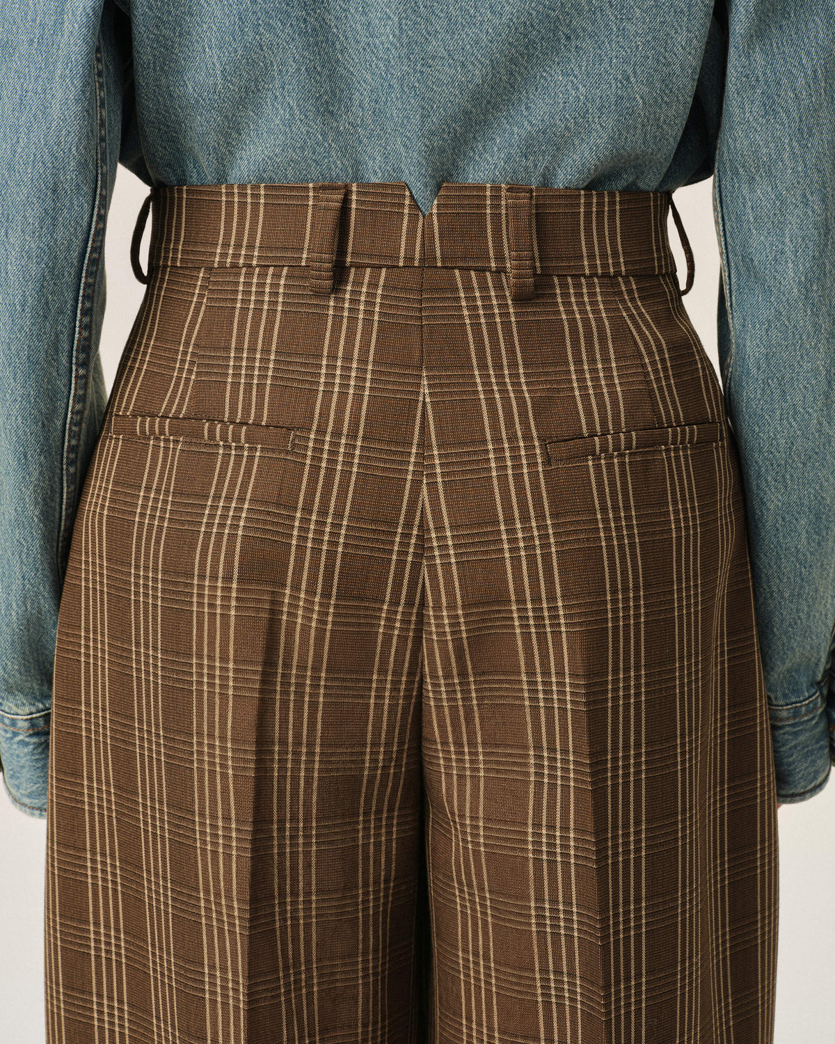 Brown balloon-fit checkered wool trousers - 5