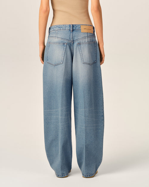 Blue balloon-fit cotton jeans - Woman - 4 - AMI Paris - Ami Paris
