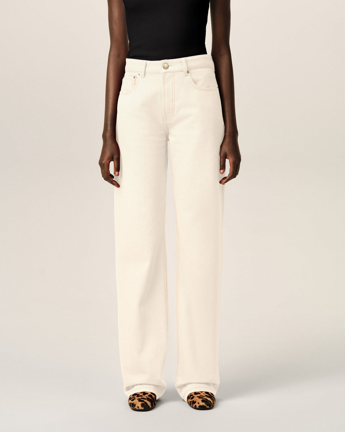 Jeans a taglio ampio in cotone bianco - 3