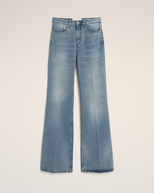 Vaqueros de algodón azul corte flare - 1 - Ami Paris
